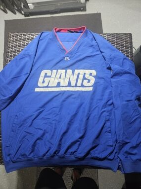 NFL Giants Blue Pullover Jacket with Red Trim
